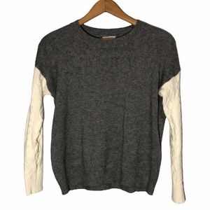 MAUDE VIVANTE | Women Grey & Cream Colorblock Cable Knit Sleeves Sweater size XS
